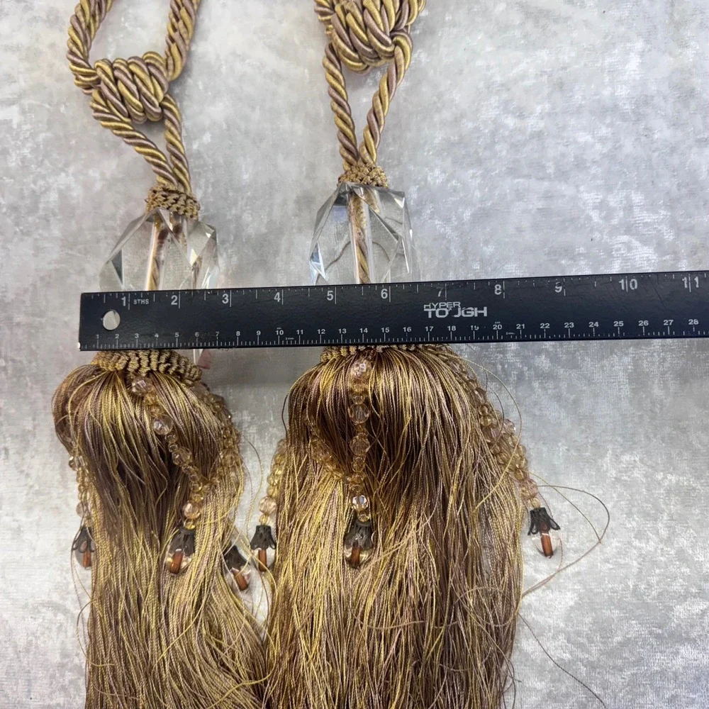Elegant Gold‎ Tassel Curtain Tie Back Crystal Accent Set of 2